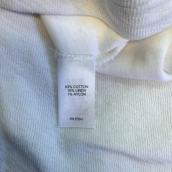 J. Jill Sweatshirt Jacket Womens Size L White Cotton Linen Beachy Coastal Hood - Picture 5 of 9